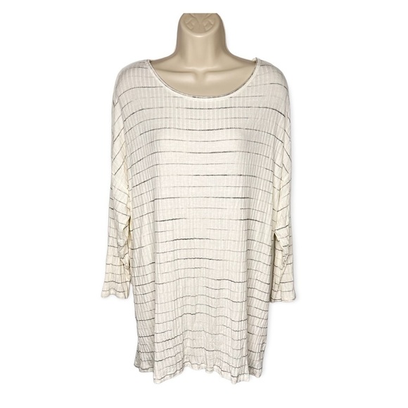 Hummingbird Tops - Hummingbird Striped 3/4 Sleeve Ribbed Knit Top Women’s Size 3XL
